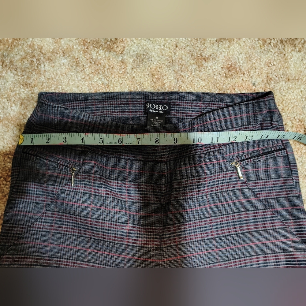 Soho Apparel woman's Red and Black Plaid Pull On Dress Pants, Size M - Picture 5 of 8